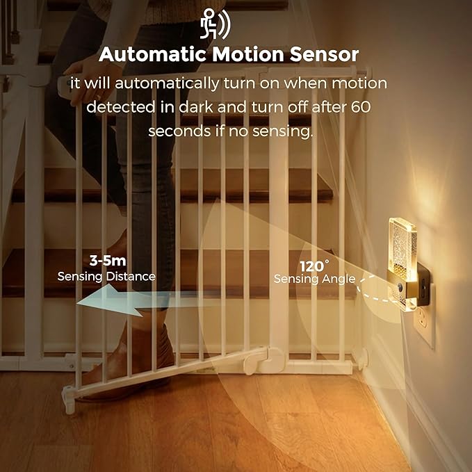 L LOHAS LED Motion Sensor Night Light, 2 Pack Night Lights Plug Into Wall | Motion Activated and Dusk to Dawn Sensor, 0-100LM Dimmable Nightlight, Warm White Nightlights for Bathroom, Hallway, Gift