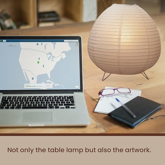 Nogy Small Rice Paper Lamp • Japanese Paper Lantern Lamp • Paper Shade Table Lamp • Bedside Lantern Lamps for Bedrooms