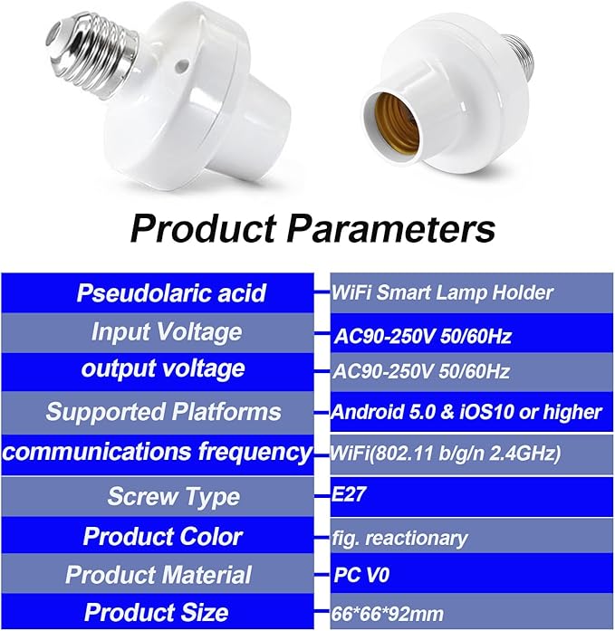 Smart WiFi Bulb Socket, Alexa Smart Light Bulbs, Light Bulb Socket Adapter, eWeLink APP Remote Timer and Group Control, Voice Control with Alexa and Google(2 Pack)