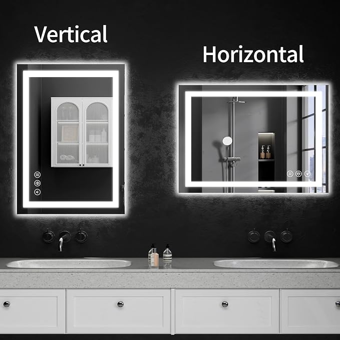 20"x28" LED Bathroom Mirror with Lights, Dimmable, Anti-Fog, Lighted Bathroom Vanity Mirror for Wall, Backlit + Front Lit, Memory Function, Shatter-Proof, Tempered Glass
