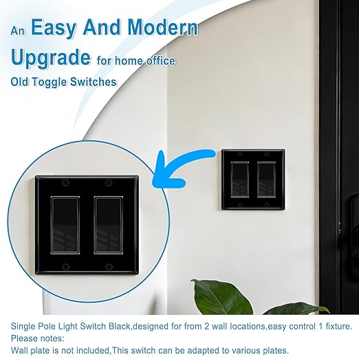 Greencycle Black Single Pole Rocker Light Switch,100PCS Paddle Light Switch 15 Amp,Sp Switches White,120V-277V AC,On/Off Wall Switches, Residential/Commercial Grade,Home & Office,UL/CUL
