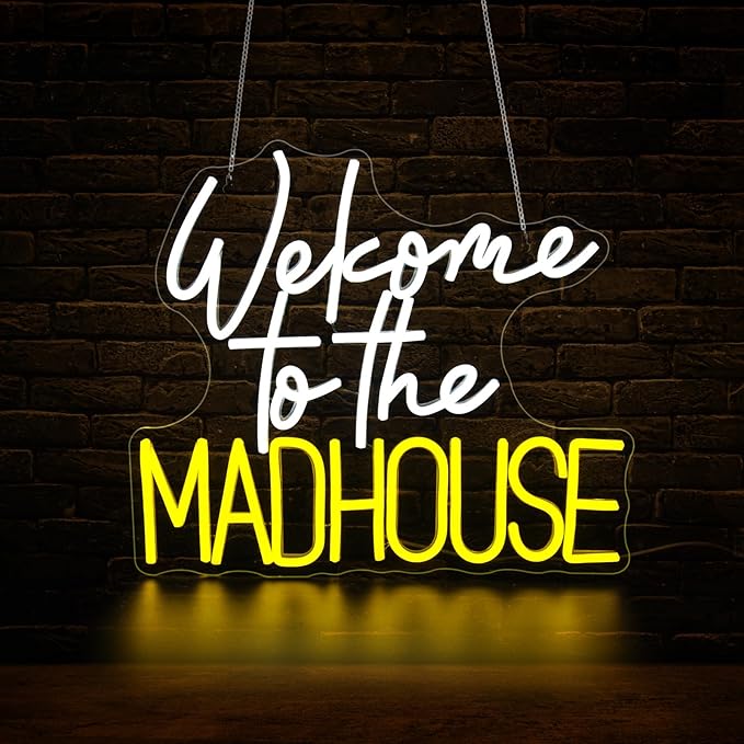 Welcome to the Madhouse Neon Sign for Wall Decor Led Neon Signs Light Up Sign Room Decor Neon Lights Sign USB Powered