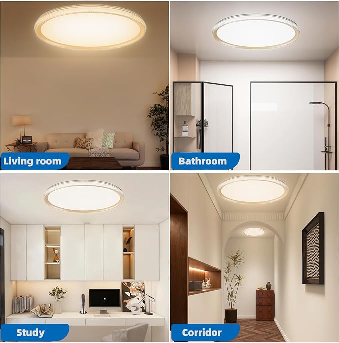 15 Inch LED Flush Mount Ceiling Light,Modern Ceiling Light | 35W 4000LM 5CCT 2700-5000K Selectable, Dimmable Ceiling Lights for Kitchen,Bedroom, Living Room,Office