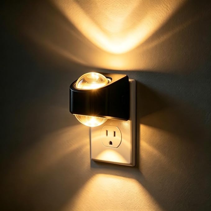 Projector Night Light, Dimmable Plug in Nightlight, Dusk to Dawn | Rotating Night Lights Plug into Wall, Adjustable Brightness, Soft White for Kids, Bathroom Bedroom Gaming Room, Home Decor