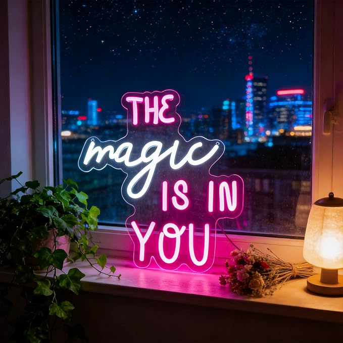 Neon Sign Led Neon Lights Neon Signs for Wall Decor USB Powered Led Neon Signs for Room Decoration (Magic Is In You)