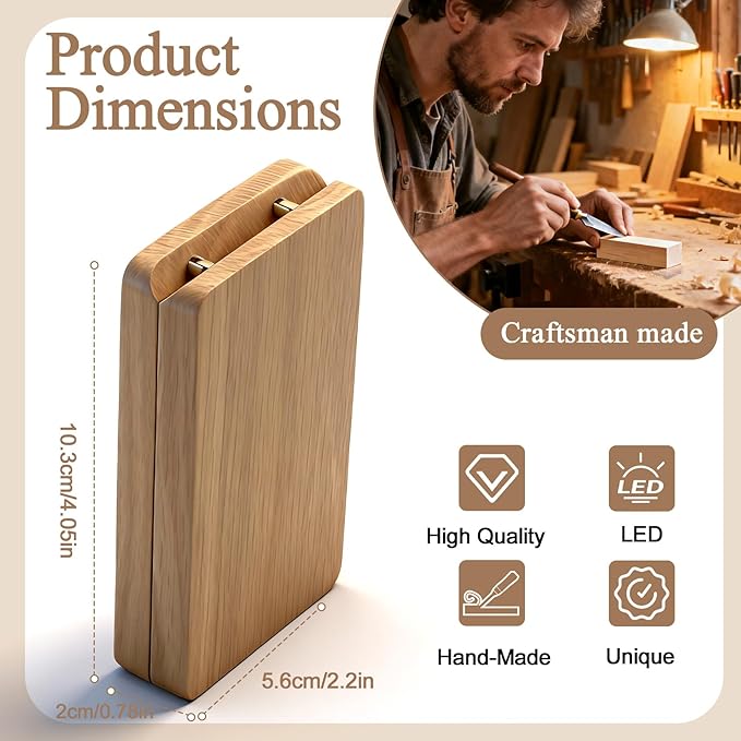 Wooden Engagement Ring Box For Proposal Valentine's Day Jewelry Gift Box Wood Rotating Wedding Day Ring Box With Led Light Gift Packaging(White Oak)