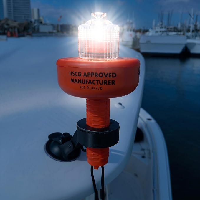 Sirius Signal C-1003 SOS LED Distress Signal - USCG Approved | Electronic Boat Flare Replacement, Bright White Light, Includes Daytime Flag & Whistle