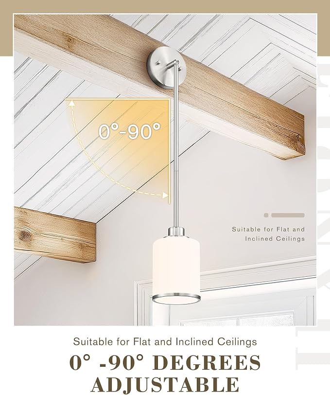 Beionxii Brass Nickel Pendant Lights 3 Pack,Modern Milk Glass Pendant Light | Mini Kitchen Pendant Lighting, Hanging Pendant Light for Sink Kitchen Island Dining Room Bedroom Entryway, BX-PL02BN-3PK