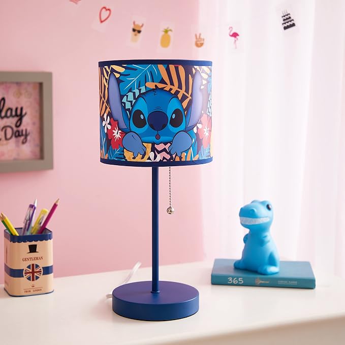 Lilo & Stitch Stick Table Kids Lamp with Pull Chain, Themed Printed Decorative Shade