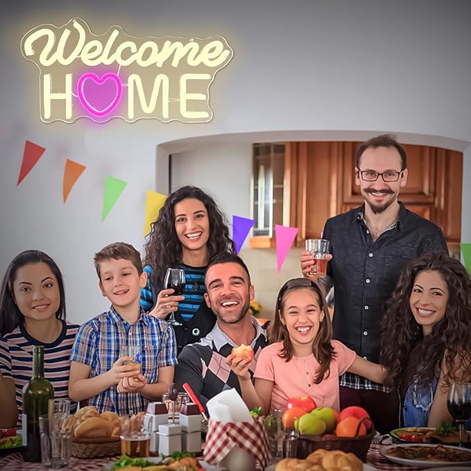 Welcome Home Neon Signs for wall decor Neon Lights USB Led Sign Dimmable Welcome Home Sign for Military Army Returning Homecoming Party Decorations
