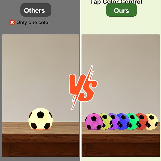 Football Night Light,Touch-Adjustable 7 Colors,Soccer Silicone Night Light for Kids,Use as a Bedside Lamp or Table Lamp,A Glowing Football Gift for Room Decor,Perfect for Children.