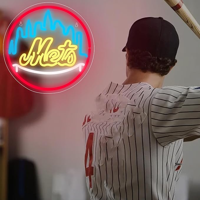 Baseball Neon Sign for Wall Decor Baseball LED Light Up Sign Baseball Wall Decor Sports Neon Lights for Club Bedroom Man Cave Bar Sports Gifts for Men Teen Boys Fans,Size 13.4 * 13.4 inch(FMXD151)