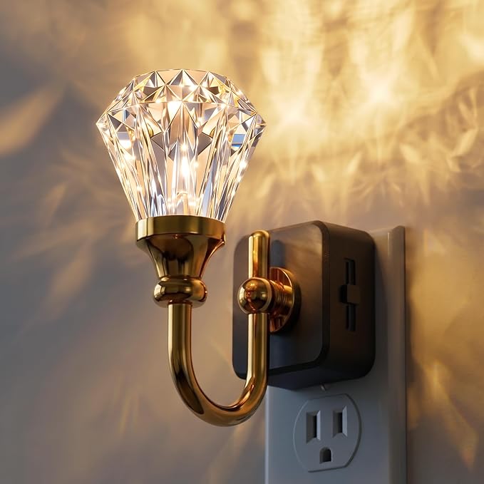 L LOHAS LED Night Lights Plug into Wall, 3000K Soft Warm Night Light | Decor Floral Night Lights,Auto Sensor,0-100LM Adjustable,Rotatable Plug in Nightlight for Bedroom,Nursery,Hallway,Gift
