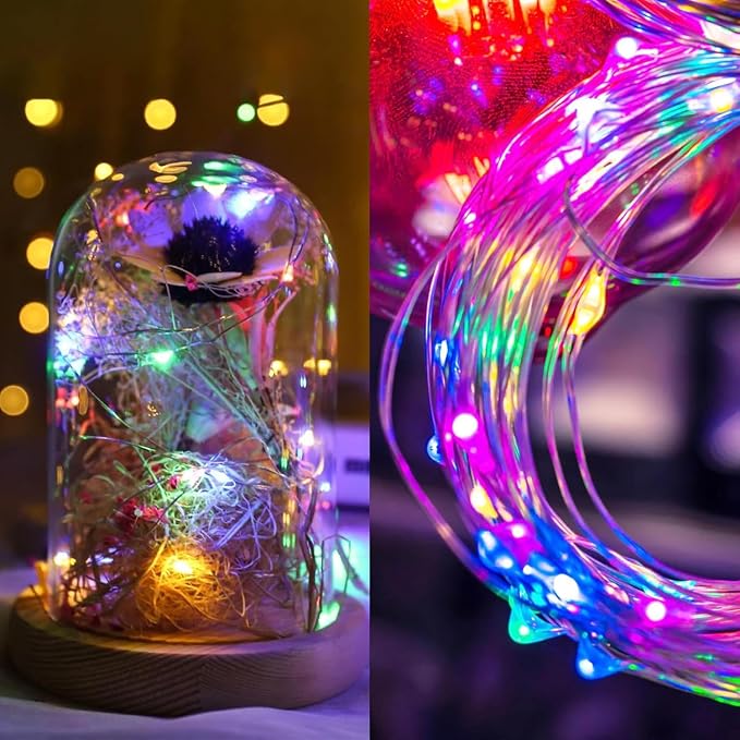 4 Pack Cuttable Fairy Lights Battery Operated, Waterproof 20FT 60LED Twinkle Lights with Timer Indoor Outdoor, Fairy Battery String Light for Bedroom, Classroom, Wedding, Christmas Décor(Multicolor)
