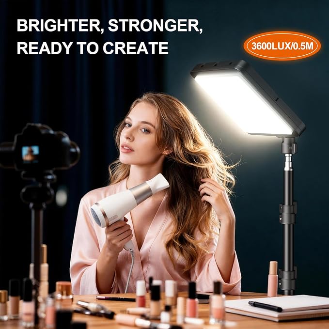 EMART 2-Pack LED Video Light Kit, 35W/3600lux Photography Lighting | 2800-7000K Dimmable Studio Lights with 11.5ft Power Cord, 46-73in Adjustable Tripod Stand for YouTube, TikTok, Recording