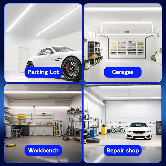 hykolity 40W 4FT LED Shop Light, 5200lm 6500K Super Bright White, Linkable Ceiling Light Fixture, V Shape Integrated T8 LED Tube Light with Built-in ON/Off Switch for Workbench, Cabinet, ETL, 4 Pack