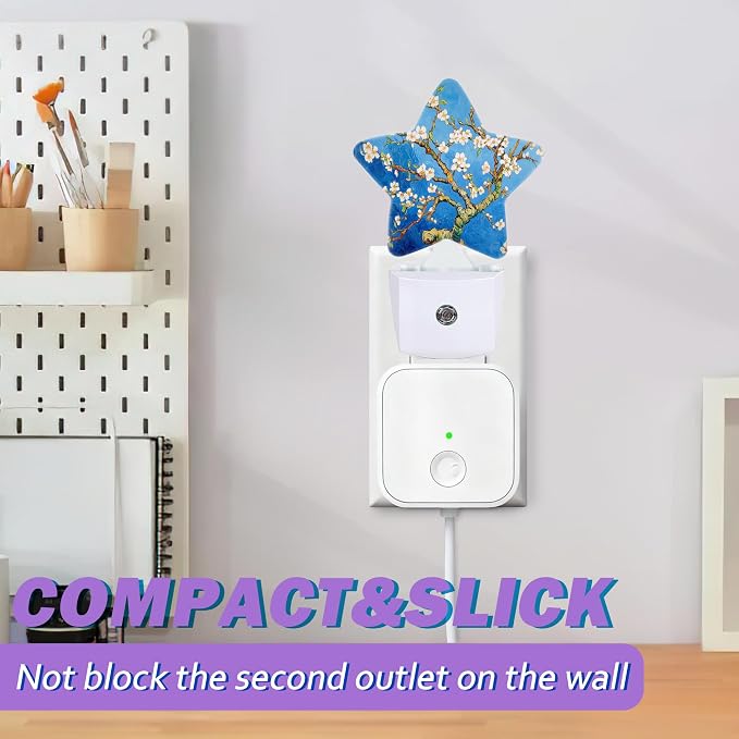 Night Lights Plug Into Wall Decorative,Vintage Apricot Blossoms Nightlights for Kids Bedroom, Spring Flowers Energy Efficient Dusk-to-Dawn Sensor Sleep Friendly Lamp for Nursery Bathroom