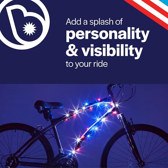 Brightz CosmicBrightz LED Bike Frame Rope Light - 6.5-Foot String Rope - Battery-Powered with On/Off Switch - Ultra Bright Color Keeps Your Ride Fun and Safe for Kids, Teens, & Adults
