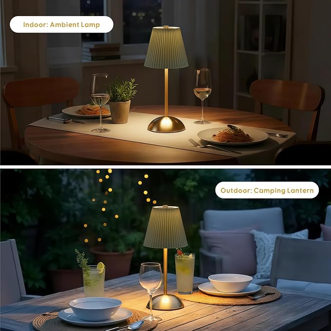 2-Pack LED Cordless Table Lamps, Green Rechargeable Battery Lamps | Mini Battery Operated Lamps, Dining Table Lamp Stepless Dimming, Small Touch Lamp for Mahjong Table, Nightstand (Gray-Green)