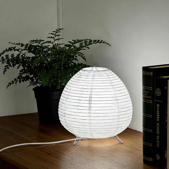 Small Paper Lamp, Japanese Lamp Lantern Table Lamp, Paper Table Lamp, Lantern Lamps for Desk Bedrooms Bedside Night Light (Raindrop)