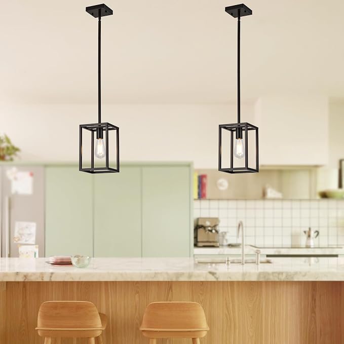 Kitchen Light fixtures Pendant Lighting Chandeliers for Dining Rooms, Mini Pendant Lights 1-Light Modern Hanging Light Fixture Matte Oil-Rubbed Bronze Industrial for Kitchen Island