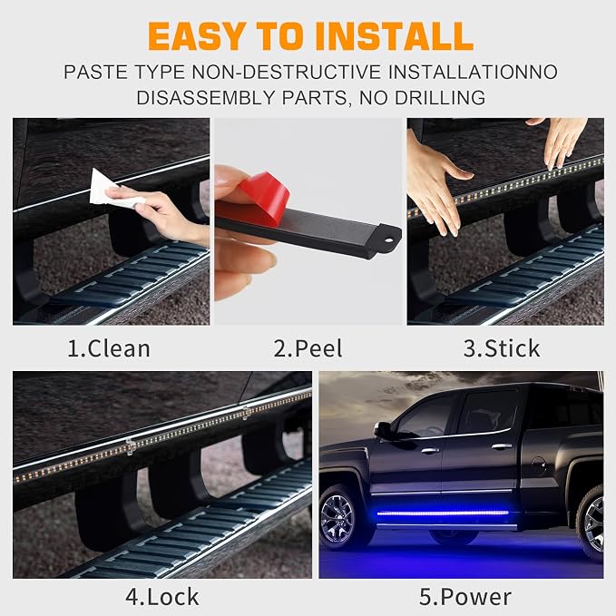 2 Pack 70 inch Blue Emergency Lights 864 LED Running Board Lights | Flashing Warning Hazard Safety Strobe Light Strip w/ Waterproof Flexible tube for Vehicles Trucks Pickup
