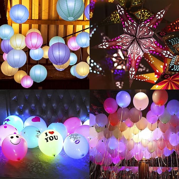 30 Pack Paper Lantern Lights Battery Operated Warm White Hanging LED Lights Super Bright Easy Use Decorative Lighting for Outdoor/Indoor Wedding Camping Party Events Balloon Lanterns,Last 36 Hours