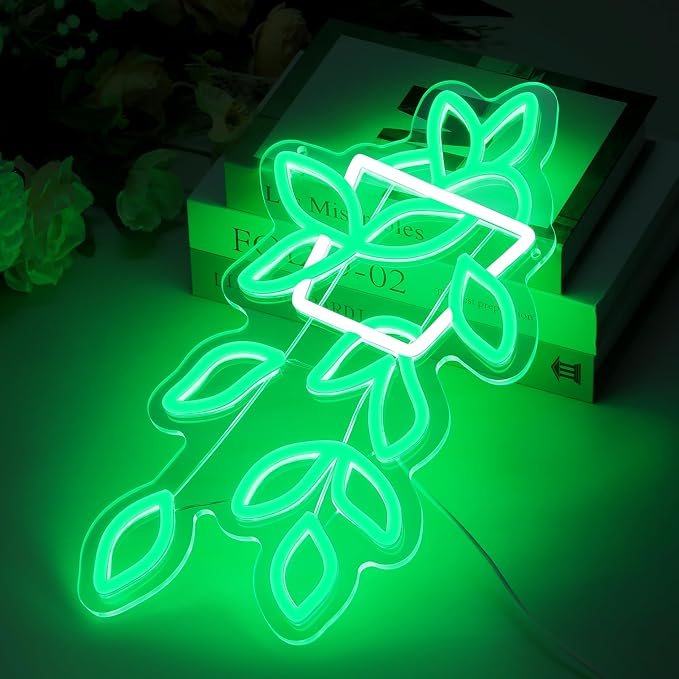 Green Planter Neon Lights,LED Hand Bouquet Neon Signs for Wall Decor, Neon Light Sign Neon Room Decor,USB Night Lights for Bedrooms,Shops,Florists,Bars,Parties,Wedding,Holiday Gifts
