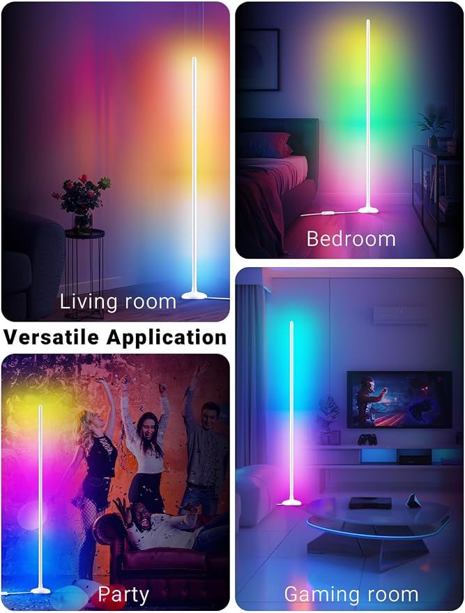 DAYBETTER Floor Lamp Mood Lighting Set, 420 Lumens Standing Lamp 24W with Music Rhythm Sync, 2.4G WiFi Remote & APP Floor Lamp for Bedroom Gaming Room Decor Smart RGB LED Corner Lights