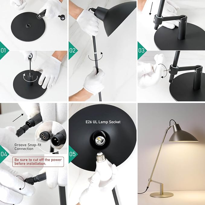 Desk Lamp Modern Industrial 100% Metal Adjustable Table Lamp 24", Natural Light (4000K) with Dimmer, Ideal for Office Bedroom Study Room Living Room Nightstand Bedside Lamps Nickel