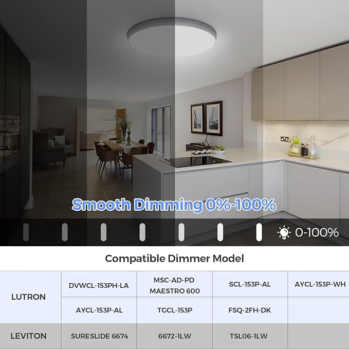 SunRider 12 Inch LED Flush Mount Ceiling Light Fixture with Night Light, 24W 2400LM 5000K Dimmable Round Borderless Ceiling Light for Bedroom Kitchen