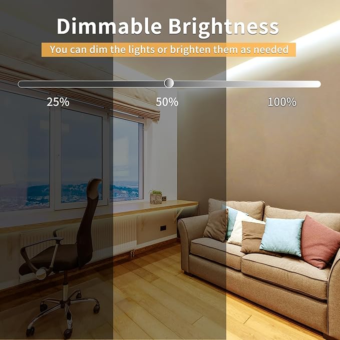 COB LED Strip Lights 100ft,3000K DC 24V Dimmable Warm White | LED Rope Lights for Bedroom,with Remote & app Control LED Lights Strip for Living Room, Shelf, Cabinet(2 Rolls of 50ft)