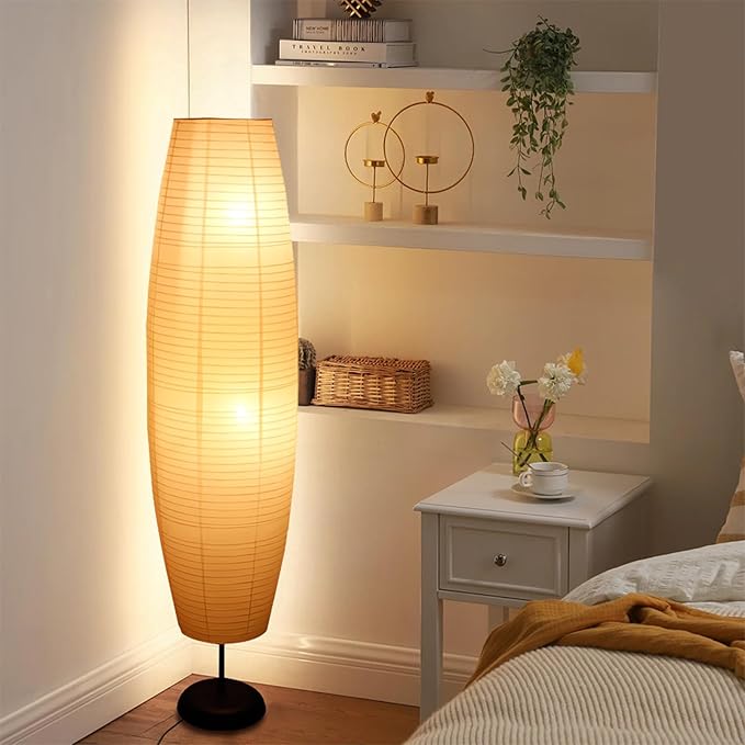XENOID Paper Floor Lamp - Rice Paper Lantern Floor lamp Modern Large Floor Lamp for Bedroom,Living Room, Soft Light Lamp