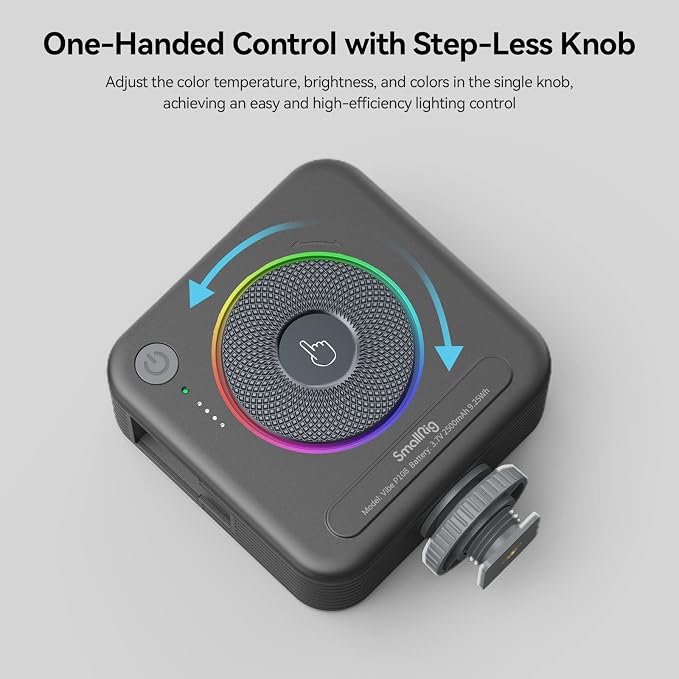 SmallRig P108 RGB Video Light,Portable LED Camera Lights 360° Full Color Photography Lighting w 3 Cold Shoe, 2500mAh Rechargeable On-Camera Video Light Panel 2700K - 6500K for YouTube, Vlogging