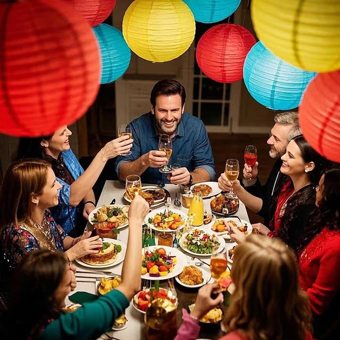 Rainbow Paper Lanterns 12Pcs Colourful Hanging Lanterns for Birthday Party, Wedding, Home Decor, Baby Shower Festive Decoration