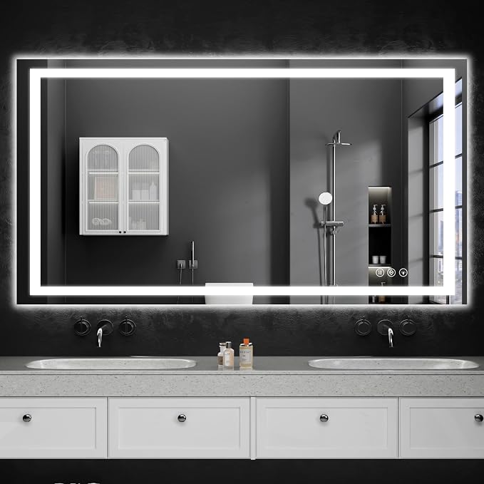 LED Bathroom Mirrors 36"x50" Bathroom Mirror with Lights for Wall, Backlit + Front Lit, 3 Colors, Anti-Fog, Dimmable Brightness for Vanity,Bathroom, Entryway, Living Room
