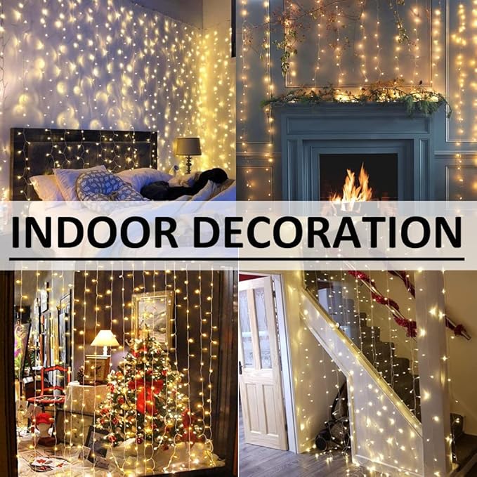 Solhice LED Curtain Lights Outdoor 30ft x10ft, 720 LED Plug in Hanging String Lights Indoor, Twinkle Light Backdrop for Outside Wedding Bedroom Décor, Warm White (Not Connectable)