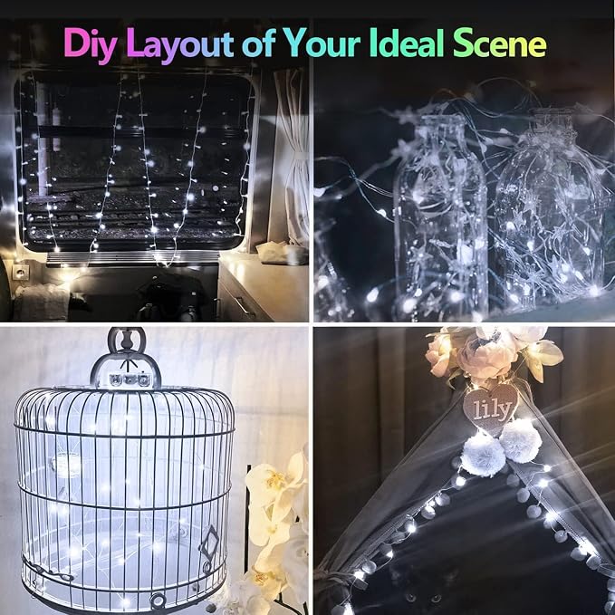 3 Pack 60 LED Fairy Lights Battery Operated with Remote, 20 FT Cool White | Cuttable, 8 Modes, Memory, Dimmable, Waterproof Battery String Lights with Timer for Indoor Outdoor, Christmas Decorations