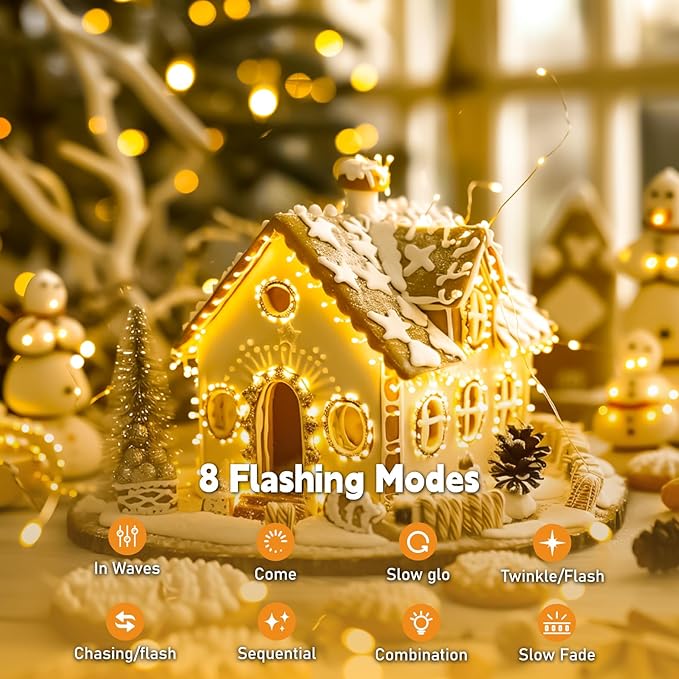 ZSJWL Rechargeable Fairy Lights with DIY Timer & 8 Modes, 16FT 50LED String Lights Battery Operated Indoor, Twinkle mini Lights for Bedroom Christmas Wedding Centerpiece Decor (Warm White)