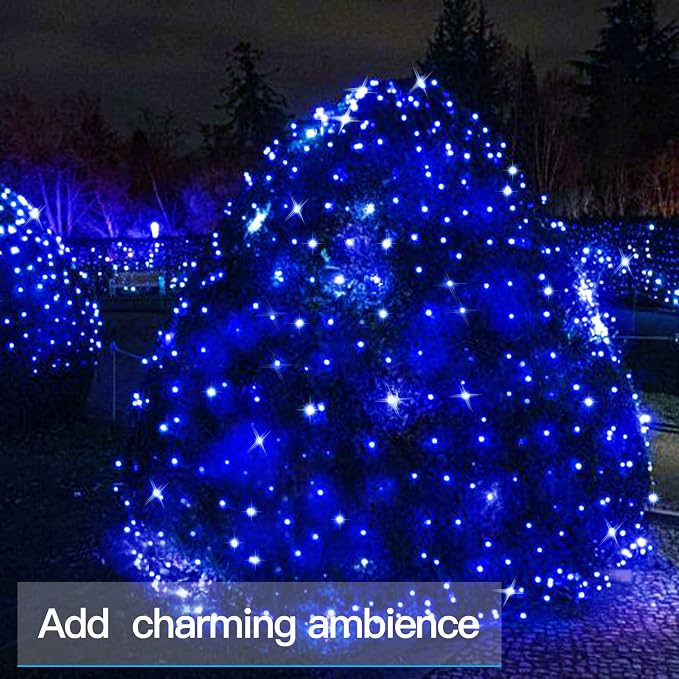 Blue LED Christmas Lights Outdoor，200led 66ft Battery Operated Fairy Lights Indoor, Twinkle Lights for Bedroom, Halloween, Backyard, Tree, Dorm, Patio, Tapestry, Garden, Party