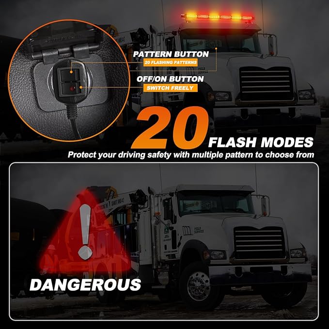 ASPL 26inch 126 LED Rooftop Emergency Strobe Lights Bar Double Side Flashing Safety Warning Traffic Advisor Light Bar Hazard Snow Plow Light for Work Trucks Vehicles Construction Tow Pickup(Amber/Red)