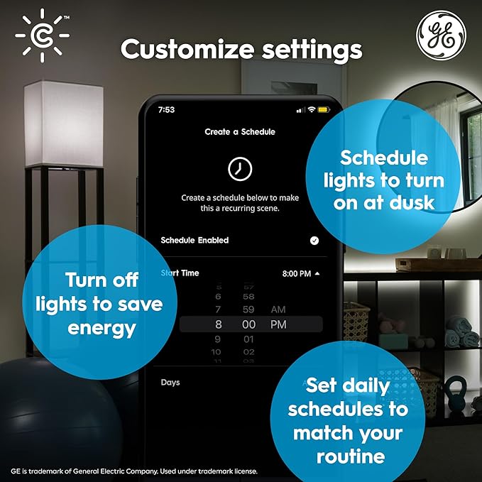 Cync GE Smart LED Light Bulb, B11 Candle Light Bulb – Works with Amazon Alexa & Google Home, 60W Equivalent, Soft White, 2.4GHz WiFi (4-Pack)