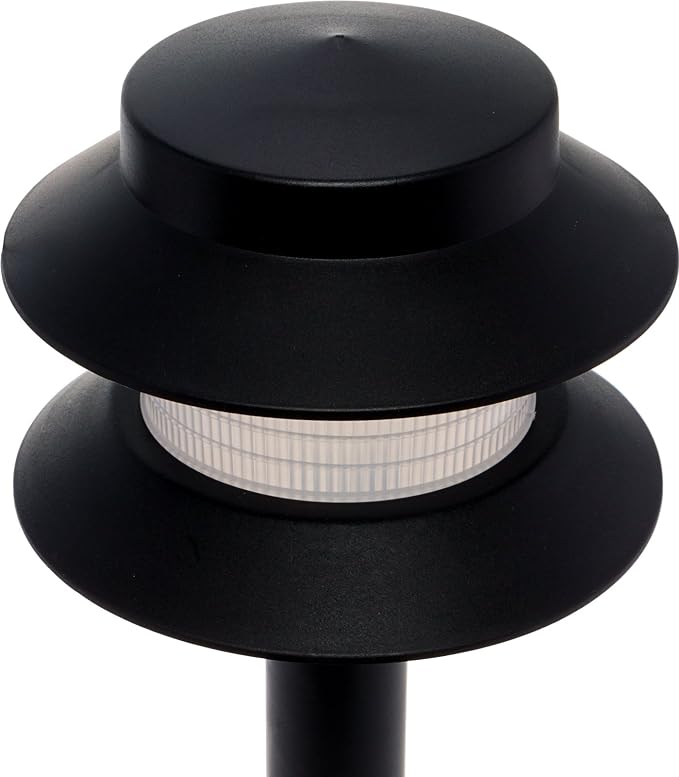 GreenLighting Paradise Low Voltage Landscape Pathway Lights - 2 Tier Outdoor Garden Lights - Easy, Simple Installation - Walkway, Lawn, Landscape Lighting (Black, 4 Pack)