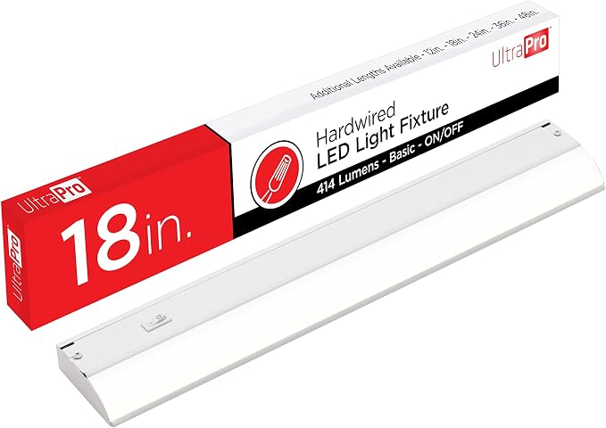 UltraPro 18 inch Hardwired Under Cabinet Lights, On/Off Only | 2700K Warm White, Under Cabinet Lighting, Under Counter Lights for Kitchen 44110
