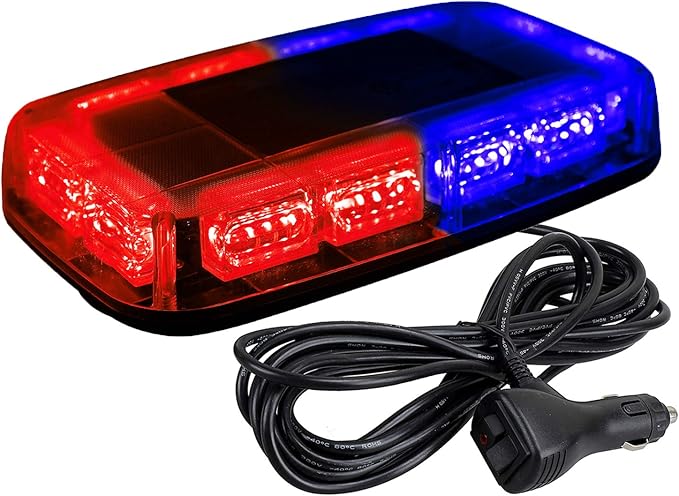 ASPL 48LED Roof Top Strobe Lights, High Visibility Emergency Safety Warning LED Mini Strobe Light bar with Magnetic Base for 12-24V Snow Plow, Trucks, Construction Vehicles (Red/Blue)