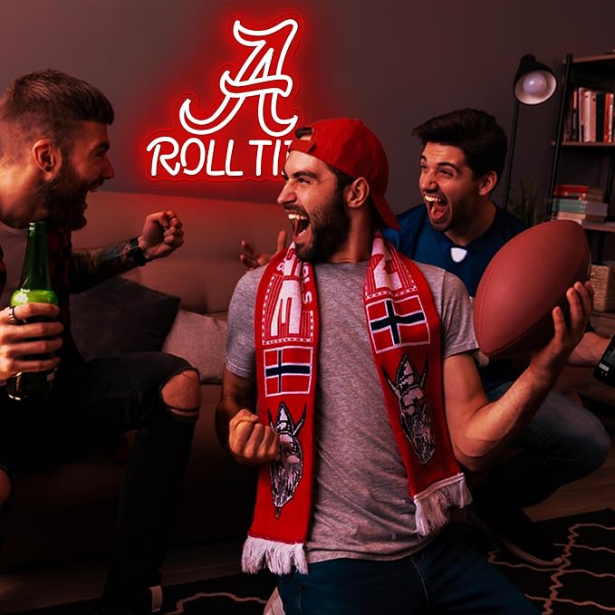 University Neon Sign for Wall Decor Football Neon Light for Man Cave | Dimmable University slogan Led Sign for Fans, Bedroom, Dorm, Game Room,Bar Party Decor, Birthday Gifts for Men 13.7*11.9In