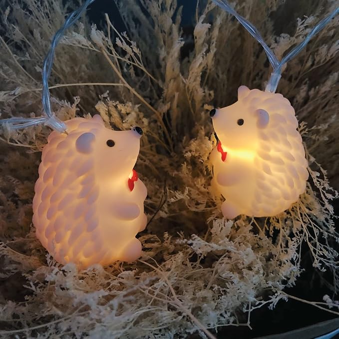 Hedgehog String Lights 5.4ft 10 LED Pets Fairy Llights Battery Operated Animal Night Lights for Children Bedroom Home Holiday Decortion (Hedgehog, 1.65m/10LED)
