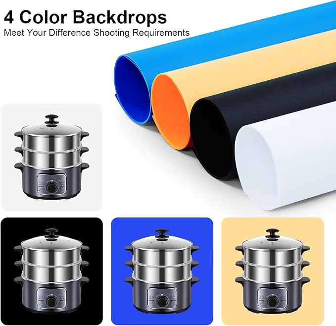 Photo Studio Light Box, 24"x24" Professional Dimmable Portable Photo Box with 240 LEDs Lights & 4 Kinds Double-Sided Color Backgrounds for Product Photography