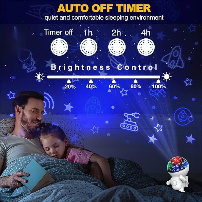 Astronaut Star Projector with Timer,Remote, Adjustable Brightness,Energy Halo and 360 ° Rotation,Space Pattern