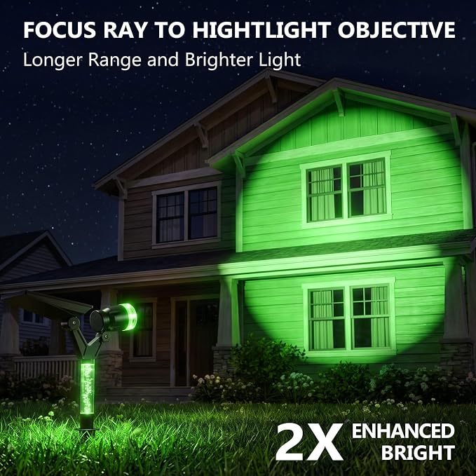 DenicMic Solar Halloween Lights Outdoor Waterproof Green Lens LED 4 Pack | Adjustable Angel Solar Spot Lights Outdoor for Yard Garden Patio Wall Tree Landscape Spotlights, Acrylic Lighted Pole